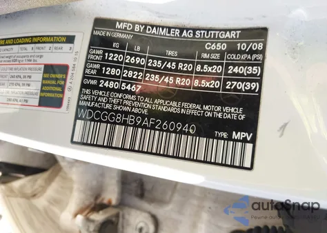 2010 Mercedes-Benz Glk 350 4Matic from USA, damaged, VIN WDCGG8HB9AF260940